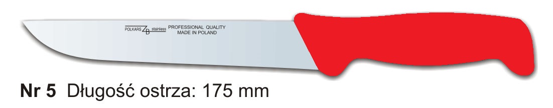 Nóż Polkars Nr 5 Długość ostrza: 175 mm Kolor rękojeści: ( czerwona )