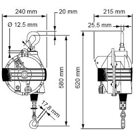 Balanser linkowy Ingersoll Rand BHD-25 udźwig od 20 do 25 kg (skok linki 2000 mm)