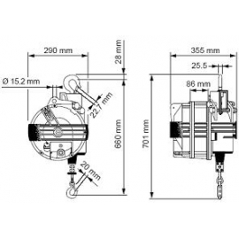 Balanser linkowy Ingersoll Rand BSD-140 udźwig od 120 do 140 kg (skok linki 2500 mm)