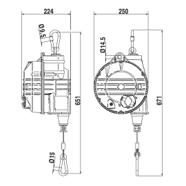 Balanser linkowy TECNA 9523RL udźwig od 40 do 50 kg (skok linki 2700 mm)