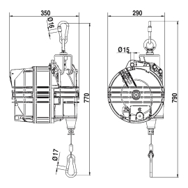 Balanser linkowy TECNA 9453RL udźwig od 130 do 140 kg (skok linki 3000 mm)