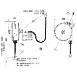 Balanser linkowy TECNA 9203 udźwig od 3 do 5 kg (skok linki 900 mm)