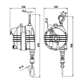 Balanser linkowy TECNA 9371 udźwig od 90 do 105 kg (skok linki 2000 mm)